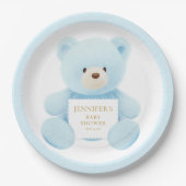 Niedlich Blue Teddy Bear Baby Dusche Pappteller (Vorderseite)