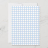 Niedlich Blue Teddy Bear Gingham Bow Baby Boy Show Einladung (Rückseite)