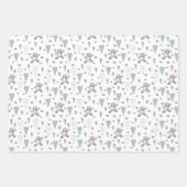 Niedlich Blue Teddy Bear & Heart Baby Boy Initial Geschenkpapier Set (Vorderseite)