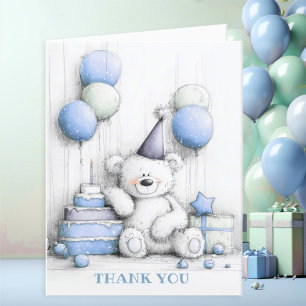 Niedlich Blue Teddy Bear Vielen Dank Dankeskarte