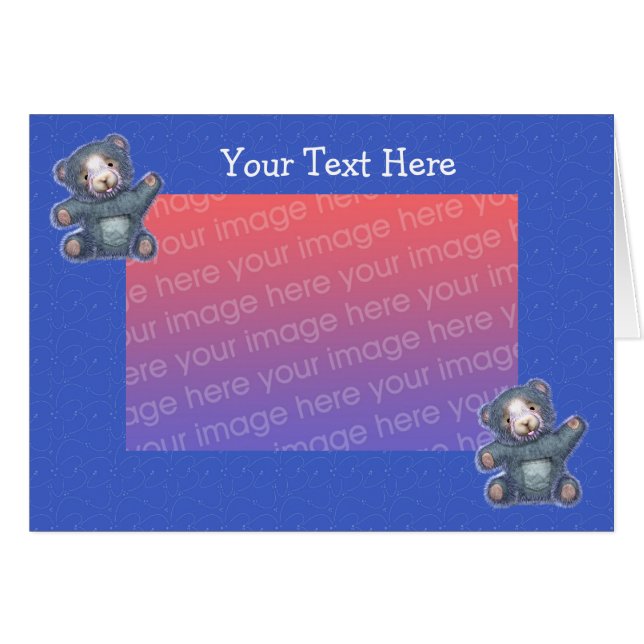 Niedlich Blue Teddy Bears Foto Card (Vorderseite (Horizontal))