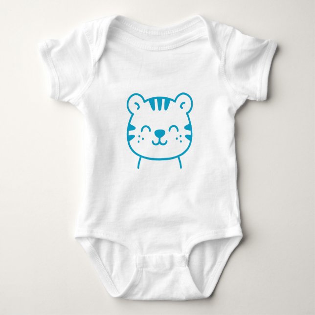 Niedlich Blue Tiger Baby Bodysuit Baby Strampler (Vorderseite)