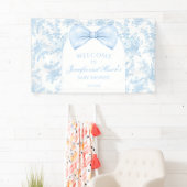 Niedlich Blue Toile Bow Krawatte Baby Dusche Begrü Banner (Insitu)