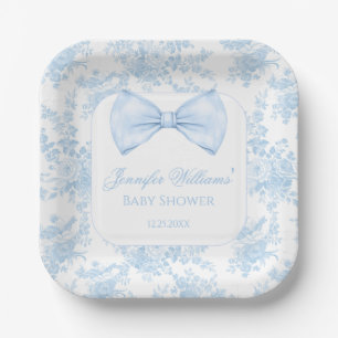 Niedlich Blue Toile Floral Bow Krawatte Baby Boy D Pappteller