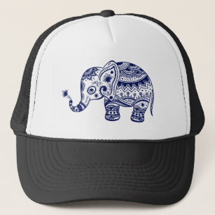 Niedlich Blue Tones Blume Elephant Truckerkappe
