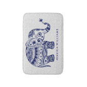 Niedlich Blue Tones Floral Elephant Badematte (Vorderseite Vertikal)