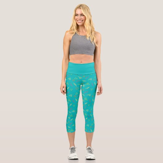 Niedlich Blue Trend der 80er Jahre Capri Leggings (Vorderseite)