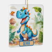 Niedlich Blue Trex Dinosaurier Personalisiert Keramikornament (Rechts)