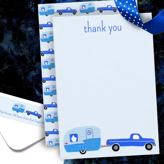 Niedlich Blue Truck & Trailer BABY SHOWER Custom Dankeskarte