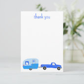 Niedlich Blue Truck & Trailer BABY SHOWER Custom Dankeskarte (Stehend Vorderseite)