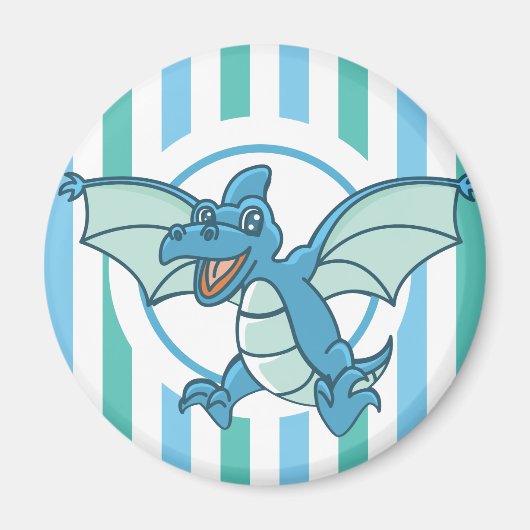 Niedlich Blue und Green Dragon Dinosaurier Magnet (Vorne)