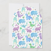 Niedlich Blue und Lila Dinosaurier Arch Baby Dusch Einladung (Rückseite)