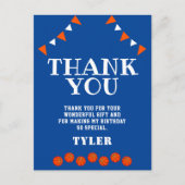 Niedlich Blue und Orange Sports Basketball Geburts Postkarte (Vorderseite)