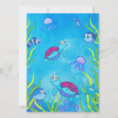 Niedlich Blue Under Sea Boy Baby Shower Einladung (Rückseite)