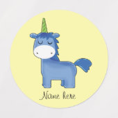 Niedlich Blue Unicorn Etiketten (Design 2)
