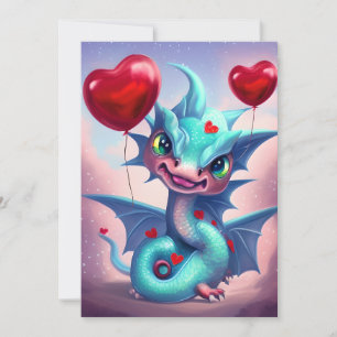Niedlich Blue Valentine Dragon Feiertagskarte