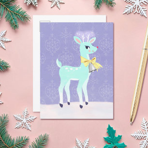 Niedlich Blue Vintag Reindee Postkarte