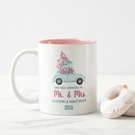 Niedlich Blue Vintage Car Erster Weihnachtsmann Mr Zweifarbige Tasse