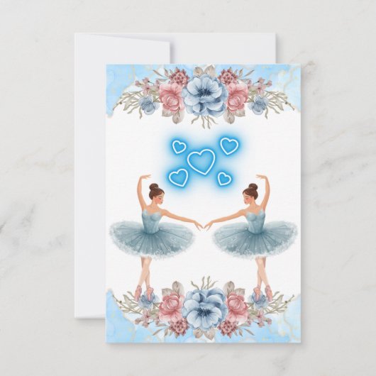 Niedlich Blue Watercolor Blumenblume Ballerina Bab Dankeskarte (Rückseite)