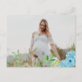 Niedlich Blue Watercolor Boy kann schon lange auf Einladungspostkarte (Rückseite)