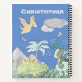 Niedlich Blue Watercolor Dinosaurier Notizblock (Rückseite)