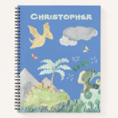 Niedlich Blue Watercolor Dinosaurier Notizblock (Vorderseite)