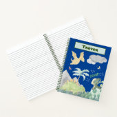 Niedlich Blue Watercolor Dinosaurier Notizblock (Innenseite)