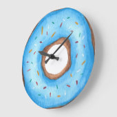 Niedlich Blue Watercolor Donut Große Wanduhr (Winkel)