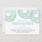 Niedlich Blue Watercolor Donuts Graduierungsparty Einladung (Vorderseite)