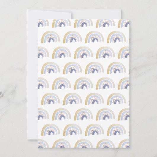 Niedlich Blue Watercolor Rainbow Baby Dusche Einladung (Rückseite)