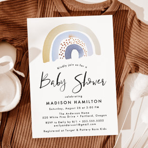 Niedlich Blue Watercolor Rainbow Baby Dusche Einladung