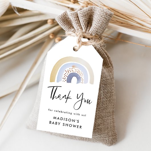 Niedlich Blue Watercolor Rainbow Baby Dusche Geschenkanhänger