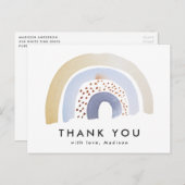 Niedlich Blue Watercolor Rainbow Vielen Dank Postkarte (Vorne/Hinten)