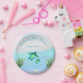 Niedlich Blue Watercolor Schildkröten Kinderdusche Pappteller (Party)
