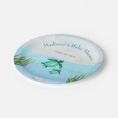 Niedlich Blue Watercolor Schildkröten Kinderdusche Pappteller (Schrägansicht)