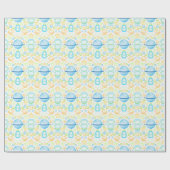 Niedlich Blue Watercolor Weltraum Astronauten Gebu Geschenkpapier (Flach)