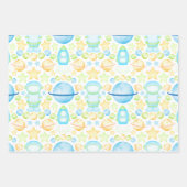 Niedlich Blue Watercolor Weltraum Astronauten Gebu Geschenkpapier Set (Vorderseite)