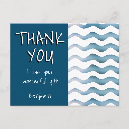 Niedlich Blue Wave Boy Vielen Dank zum Geburtstag Postkarte (Vorderseite)