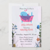 Niedlich Blue Whale Baby Dusche Einladung (Vorderseite)