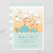 Niedlich Blue Whales Baby Dusche laden Junge ein Einladung (Vorne/Hinten)