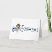 Niedlich Blue White Airplane & Dinosaurier Kinderg Dankeskarte (Vorderseite)