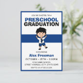 Niedlich Blue & White Boy Kinder Abschluss Einladung (Stehend Vorderseite)