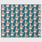 Niedlich Blue White Christmas Pinguin Pattern Geschenkpapier (Flach)