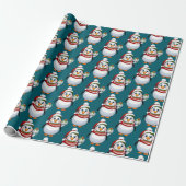 Niedlich Blue White Christmas Pinguin Pattern Geschenkpapier (Ungerollt)