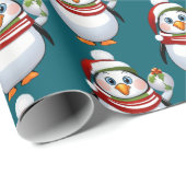 Niedlich Blue White Christmas Pinguin Pattern Geschenkpapier (Rolleneckpunkt)
