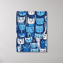 Niedlich Blue White Doodle Cat Lover