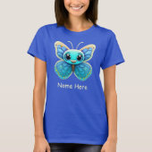 Niedlich Blue Wildlife Butterfly Kid's Cartoon Gra T-Shirt (Vorderseite)