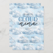 Niedlich Blue Wir sind auf Cloud Nine Baby Dusche Einladung (Vorne/Hinten)