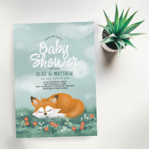 Niedlich Blue Woodland Fox Blue Boys Baby Dusche