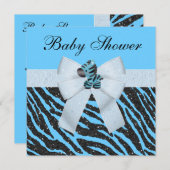 Niedlich Blue Zebra & Animal Print Glitzer Babydus Einladung (Vorne/Hinten)